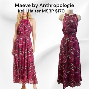 Maeve by Anthropologie Kelli Halter Maxi Dress Size Large